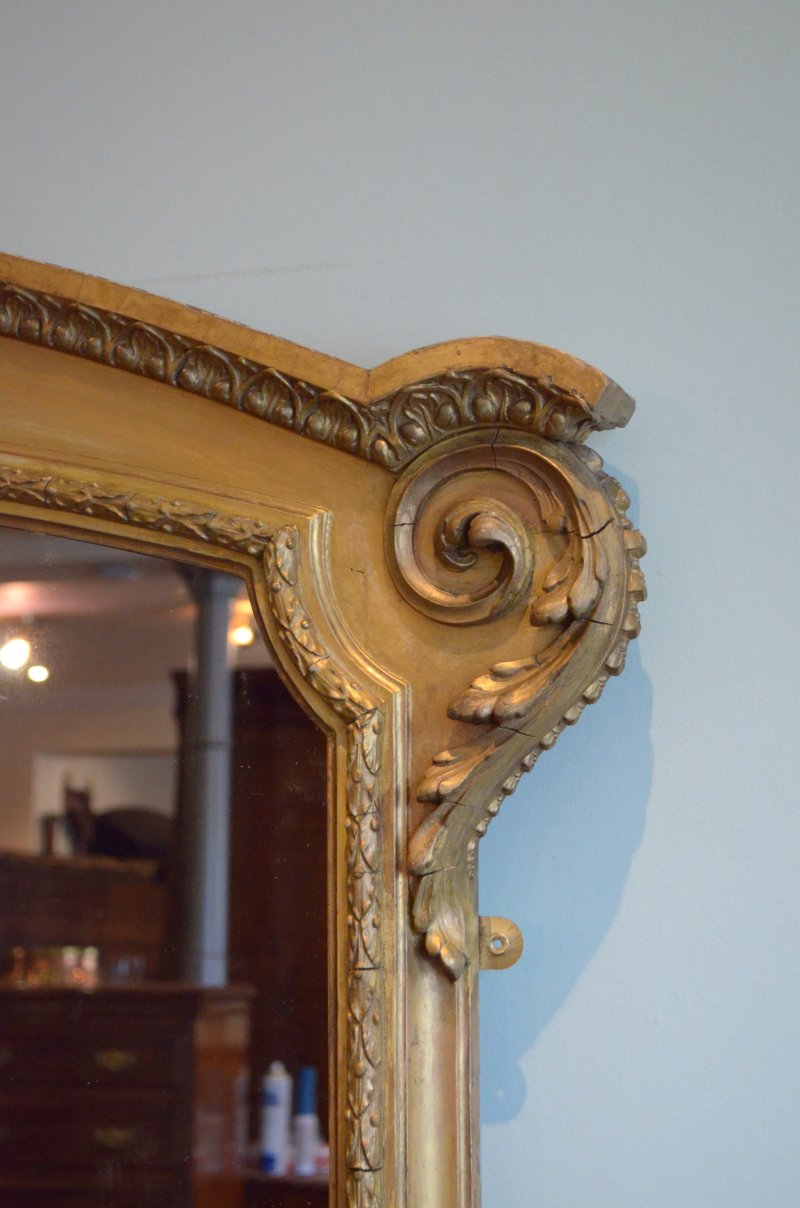 Large Antique Wall Mirror Overmantle Mirror H170cm - Image 11